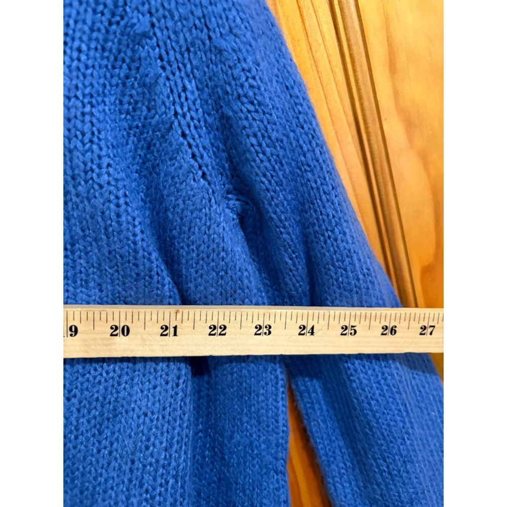Wooden Ships Ski Sweater Blue Chunky Knit Apres Ski Aspen Cozy Cottagecore XS - Picture 7 of 7